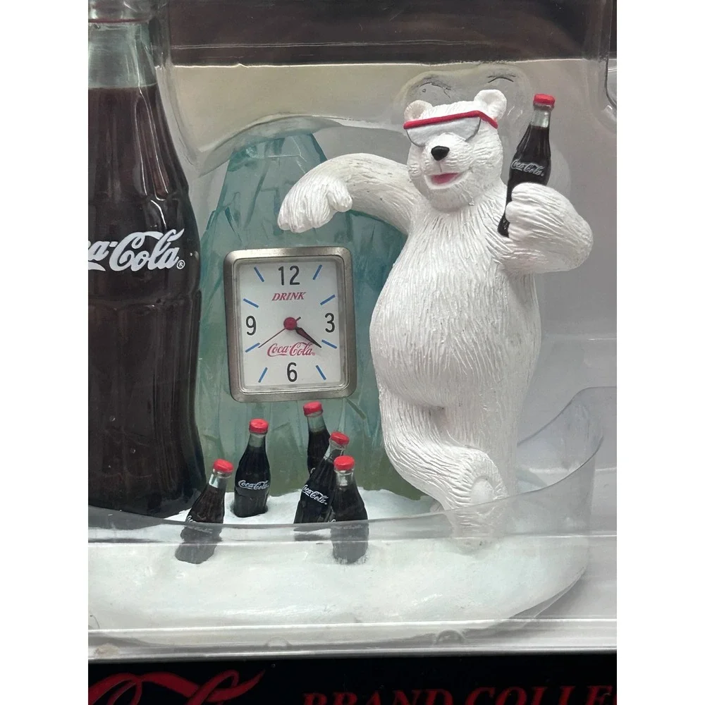 Vintage 1999 Coca-Cola Polar Bear Mini-Clock Collectible ST1000 Japan Movement
